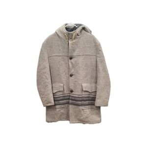 Woolrich Hooded Wool Blanket Chore Coat  DOD Military Style Size 44 Striped